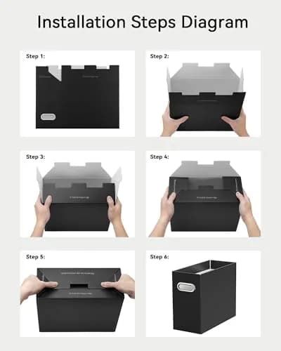 Oterri Portable Collapsible Cardboard File Box with Handle for Letter-Size, 2-Pack (30L / 1.7kg) | Heavy-Duty Cardboard & Stainless Steel Handles thumbnail 5