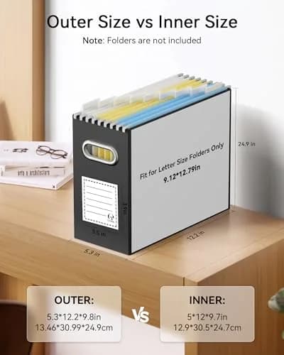 Oterri Portable Collapsible Cardboard File Box with Handle for Letter-Size, 2-Pack (30L / 1.7kg) | Heavy-Duty Cardboard & Stainless Steel Handles thumbnail 2