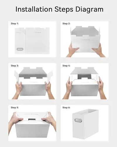 Oterri Collapsible Cardboard File Box with Handle for Letter-Size Files, 4-Pack, White | Heavy-Duty Storage for Office & Home thumbnail 6