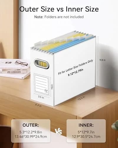 Oterri Collapsible Cardboard File Box with Handle for Letter-Size Files, 4-Pack, White | Heavy-Duty Storage for Office & Home thumbnail 2