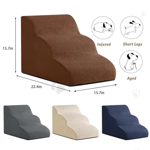 aodisman 3-Step Pet Stairs for Small Dogs and Cats, 38 cm (15" H) | Helps Pets Reach Furniture Safely thumbnail 5
