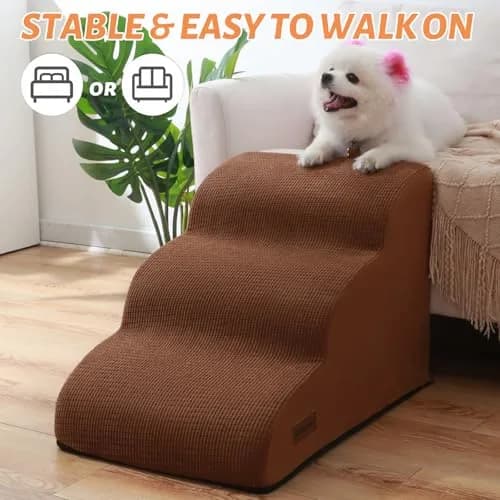 aodisman 3-Step Pet Stairs for Small Dogs and Cats, 38 cm (15" H) | Helps Pets Reach Furniture Safely thumbnail 2