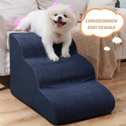 aodisman 3-Step Pet Stairs 15.7"H (40cm) | Soft Non-Slip Ramp for Small Dogs & Cats thumbnail 2