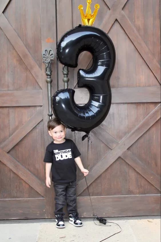 IWERP Black Crown 3 Balloon - 40 Inch Number Balloon, 3rd Birthday Decorations | Reusable Foil Balloon thumbnail 3