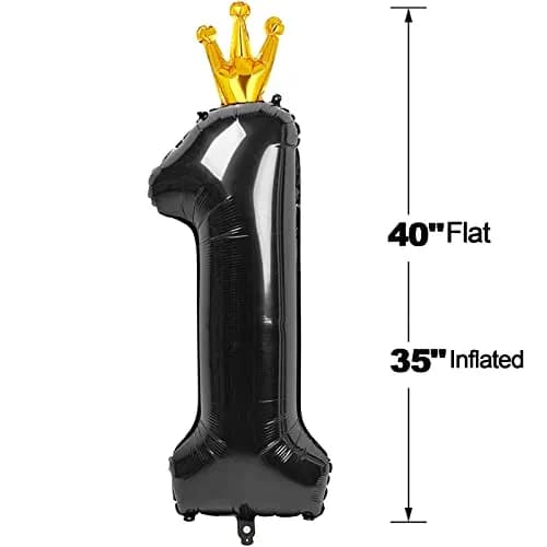 IWERP Black Crown 1 Balloon - 40 Inch Number Balloon | First Birthday Decorations thumbnail 9