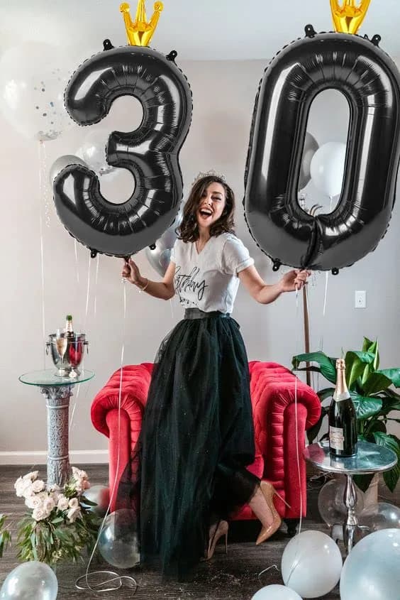 IWERP Black Crown 5 Balloon - 40 Inch Number Balloon | Reusable Foil Party Decoration thumbnail 4