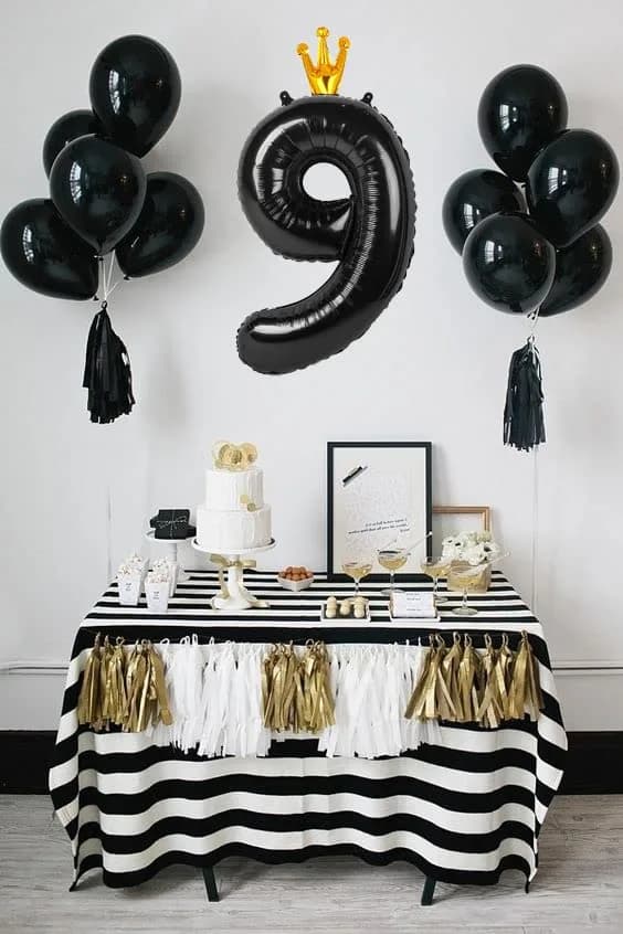 IWERP Black Crown 9 Balloon - 40 Inch Giant Foil Number 9 Birthday Decoration | Reusable Party Accessory thumbnail 3