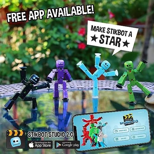 Zing StikBot Single Pack - Ice Blue Action Figure | Posable Toy for Stop Motion Animation thumbnail 6