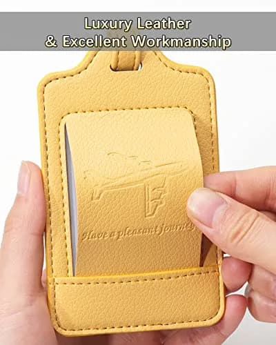 Teskyer Leather Luggage Tags for Suitcases 3 Pack | Privacy Protection, Durable PU Leather, 2.7x10.7 inches, 6.5" Strap thumbnail 3