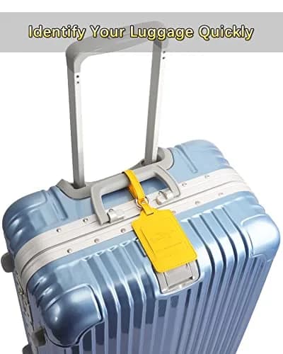 Teskyer Leather Luggage Tags for Suitcases 3 Pack | Privacy Protection, Durable PU Leather, Easy Attach, 2.7x10.7 inches thumbnail 2