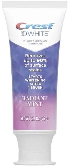 Crest 3D White Radiant Mint Toothpaste 76g (2.7 Oz) - Pack of 3 | Removes 90% Surface Stains thumbnail 4