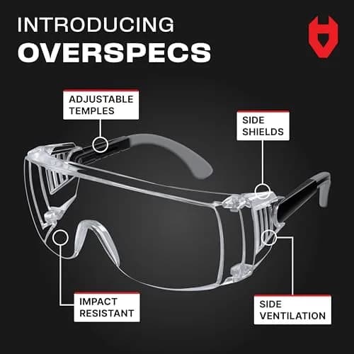 NoCry Over-the-Glasses Safety Glasses with Side Shields, UV380 Protection, ANSI Z87 Rated — Clear Lens thumbnail 2