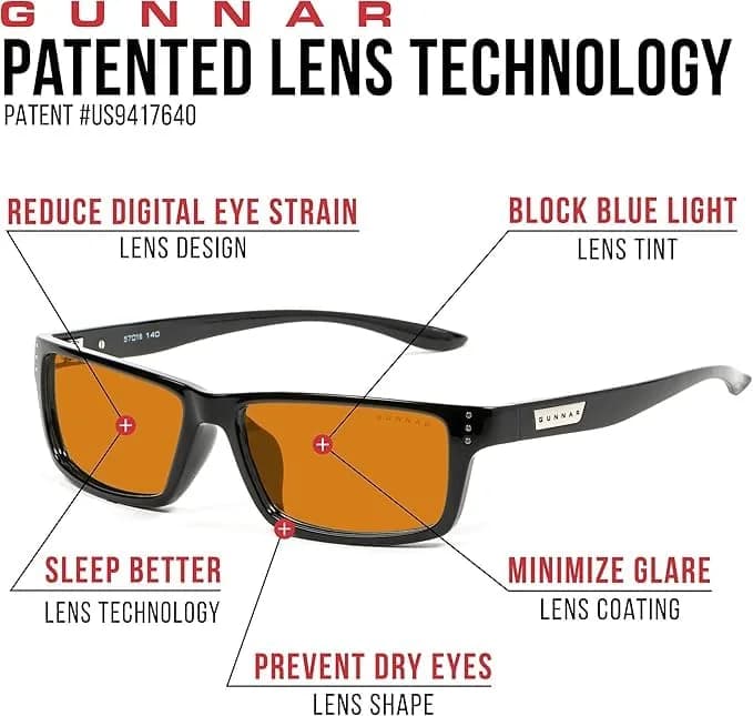 Gunnar Riot Onyx Amber Max Blue Light Blocking Computer Glasses 57 mm | Patented Lens Technology thumbnail 9