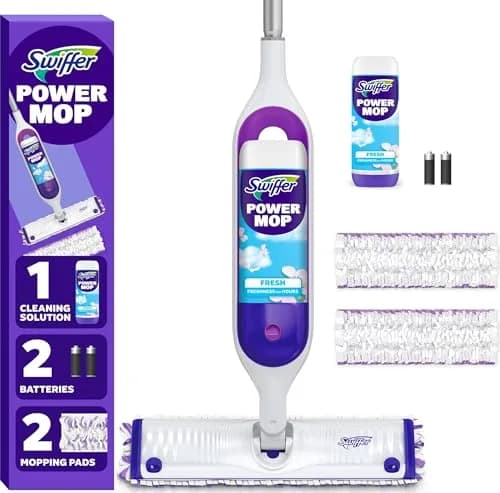 Swiffer PowerMop Mopping Kit with 2 Pads, 1 Solution Refill & 2 Batteries | Cleans Floors in Half the Time thumbnail 1