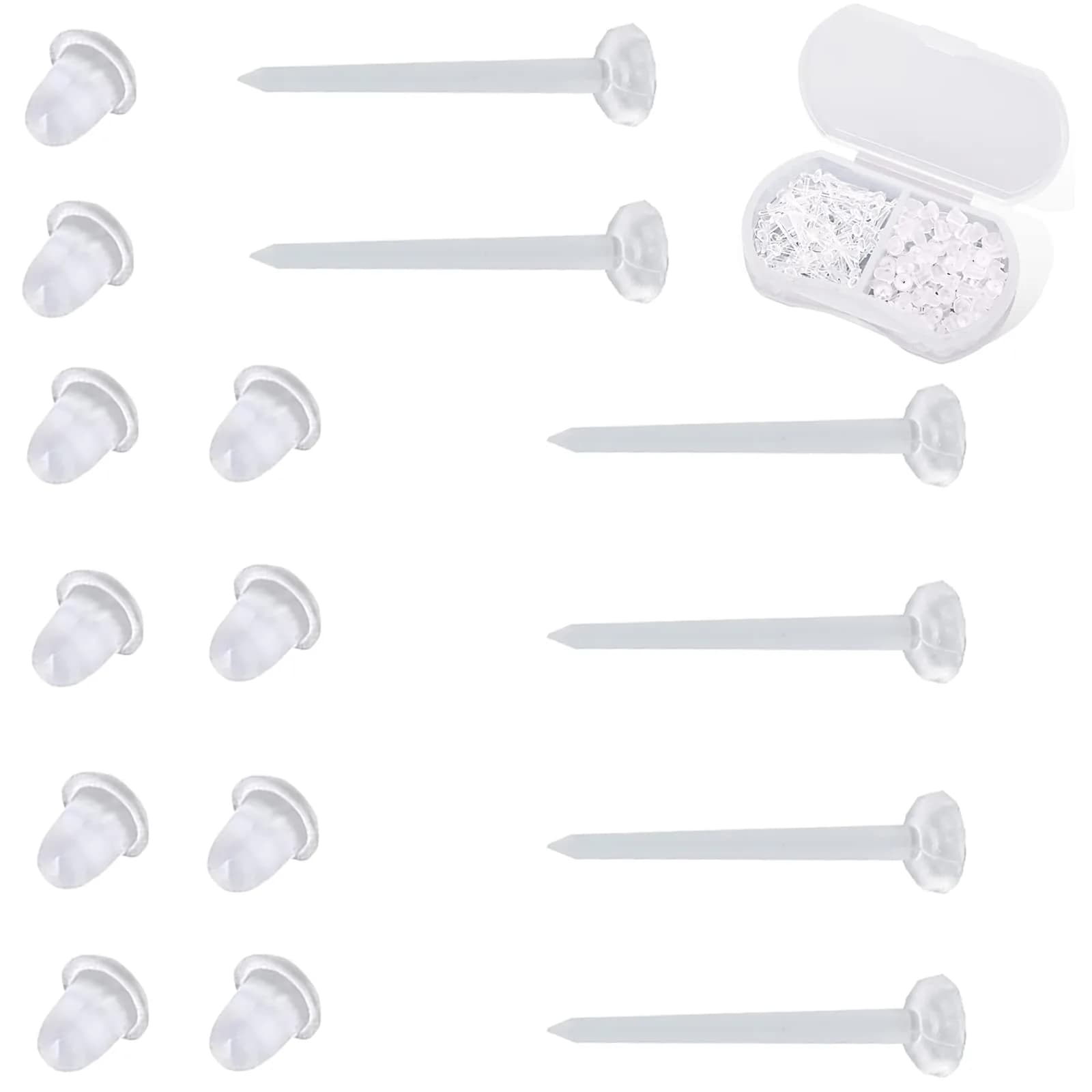 Nkwuire Clear Plastic Earrings 200 PCS | Invisible Studs for Sports, Work, DIY
