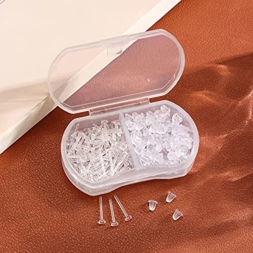 Nkwuire Clear Plastic Earrings 200 PCS | Invisible Studs for Sports, Work, DIY thumbnail 3