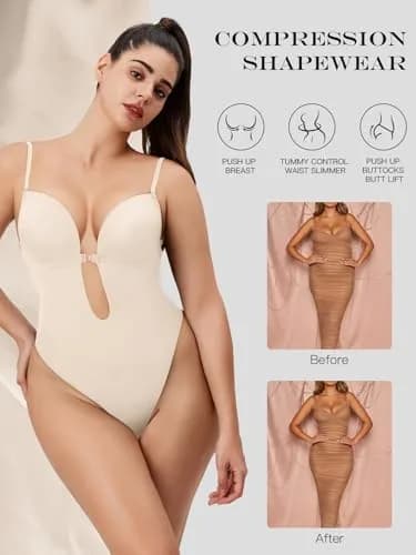 Decorus Backless Bodysuit Strapless Low-Back Thong Body-shaper | Seamless Wedding Shapewear (XX-Large) thumbnail 3