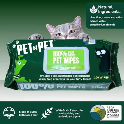 PET N PET Dog Wipes 100 Count Unscented Hypoallergenic | Waterless Pet Grooming Wipes for Paws & Face thumbnail 6