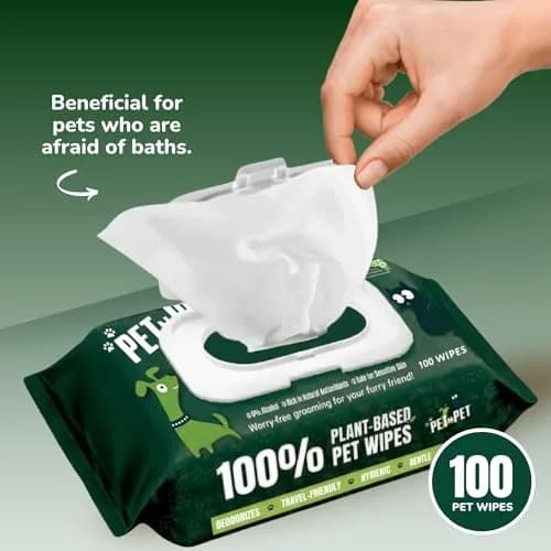 PET N PET Dog Wipes 100 Count Unscented Hypoallergenic | Waterless Pet Grooming Wipes for Paws & Face thumbnail 3