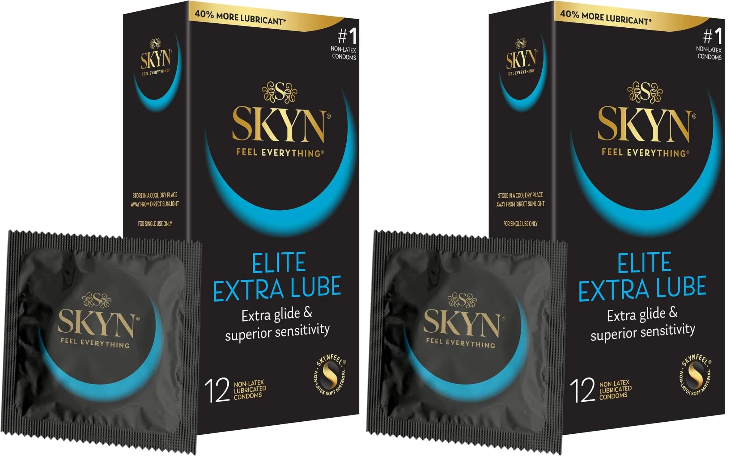 SKYN Extra Lube Condoms, Latex-Free, 12 Count (Pack of 2) | Lubricated Polyisoprene Condoms