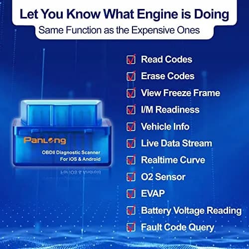 Panlong Bluetooth OBD2 Scanner for iOS Android | Reads & Clears Engine Codes thumbnail 3