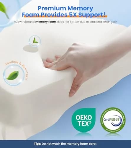 Cozyplayer Ultra Pain Relief Cooling Pillow for Neck Support, Adjustable Cervical Pillow 57cm x 34cm (22.4" x 13.4") | Orthopedic Memory Foam for Side Back Stomach Sleepers thumbnail 6