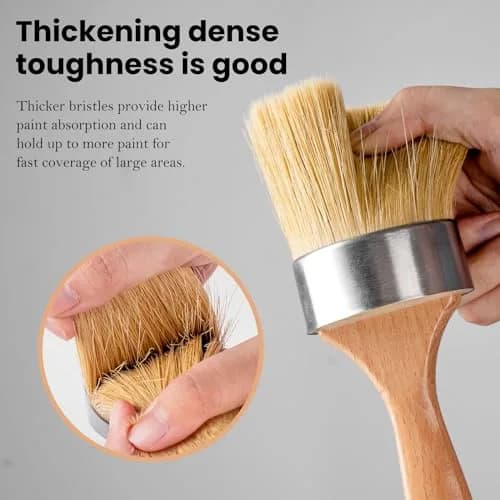 YiBaiBrush Chalk Paint Brush, Wax Paint Brush Set of 5, Natural Bristle | Ideal for Chalk & Wax Projects thumbnail 5