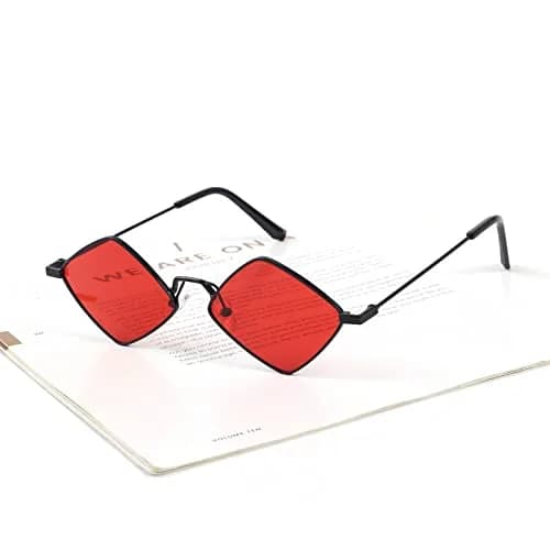 Dazzleimart Retro Diamond Shape Sunglasses for Men & Women | Trendy Metal Quadrilateral Shades UV Protection 139mm thumbnail 5