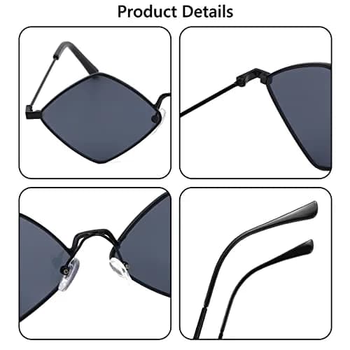 Dazzleimart Retro Diamond Shape Sunglasses for Men Women | Trendy Metal Quadrilateral UV Protection thumbnail 4