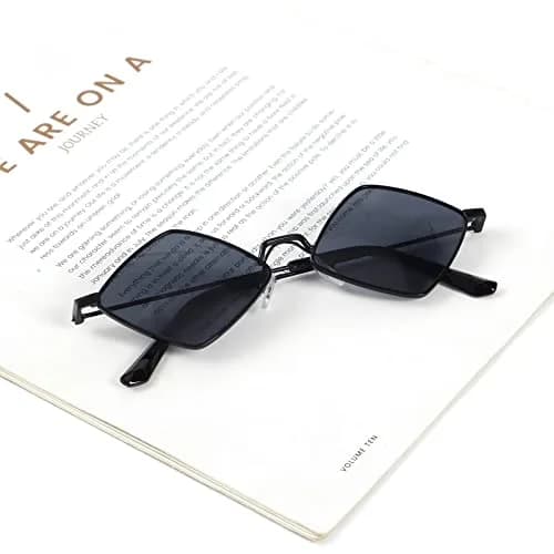 Dazzleimart Retro Diamond Shape Sunglasses for Men Women | Trendy Metal Quadrilateral UV Protection thumbnail 7