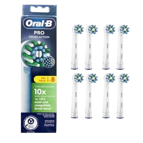 Oral-B Pro Cross Action Electric Toothbrush Head 8 Pack | Deeper Plaque Removal with X-Shape Bristles thumbnail 1