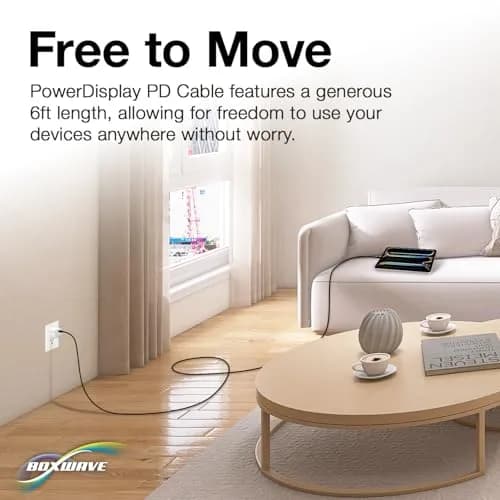 BoxWave PowerDisplay PD Cable 6ft | USB-C to USB-C 100W with LED Wattage Display thumbnail 6