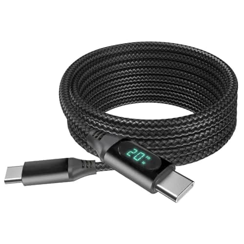 BoxWave PowerDisplay PD Cable 6ft | USB-C to USB-C 100W with LED Wattage Display thumbnail 2