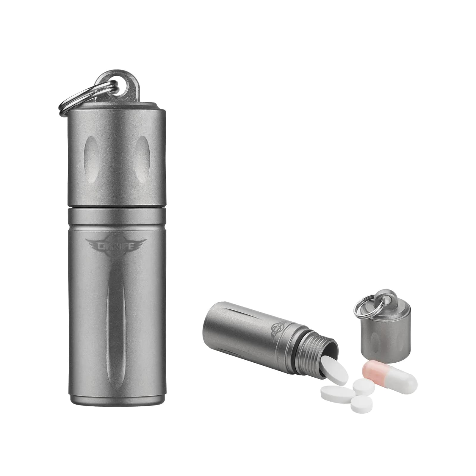 OKNIFE Otacle H1 Mini Keychain Pill Holder, Titanium Waterproof Pill Case | Compact, Water-Resistant & Stylish