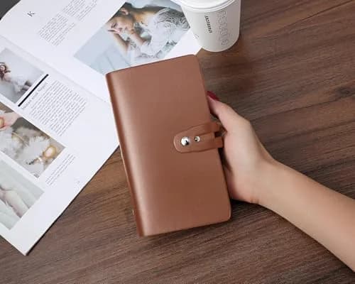 Angimi Leather Business Card Organizer 96 Cards | RFID Blocking, Durable PU Leather, Brown thumbnail 9