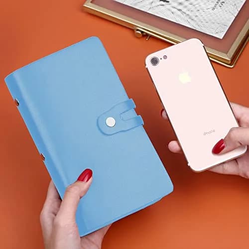 Angimi Leather Business Card Organizer, RFID Blocking, Holds 96 Cards, Lightblue | Professional Card Book thumbnail 7