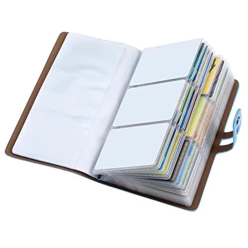 Angimi Leather Business Card Organizer, RFID Blocking, Holds 96 Cards, Lightblue | Professional Card Book thumbnail 9