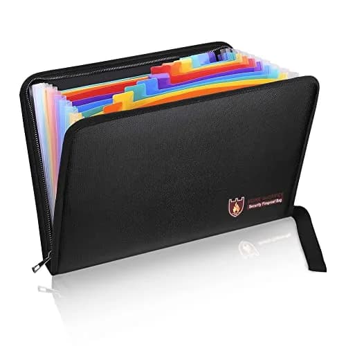 HSP-HSWITI Fireproof Document Bag Fire & Water Resistant File Folder A4 12 Pockets | Waterproof Safe Document Holder thumbnail 1