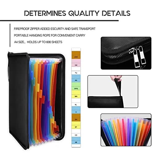 HSP-HSWITI Fireproof Document Bag Fire & Water Resistant File Folder A4 12 Pockets | Waterproof Safe Document Holder thumbnail 3