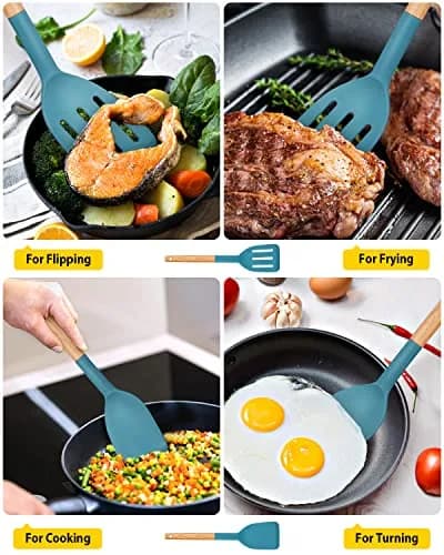 BUNDLEPRO Silicone Spatula Set | BPA-Free, Heat-Resistant 446℉, 2 Pack, Blue thumbnail 4