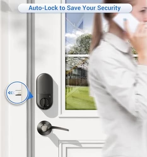 Veise RZ07B Fingerprint Smart Lock with 2 Lever Handle Set, Matte Black | Keyless Entry & App Control thumbnail 3