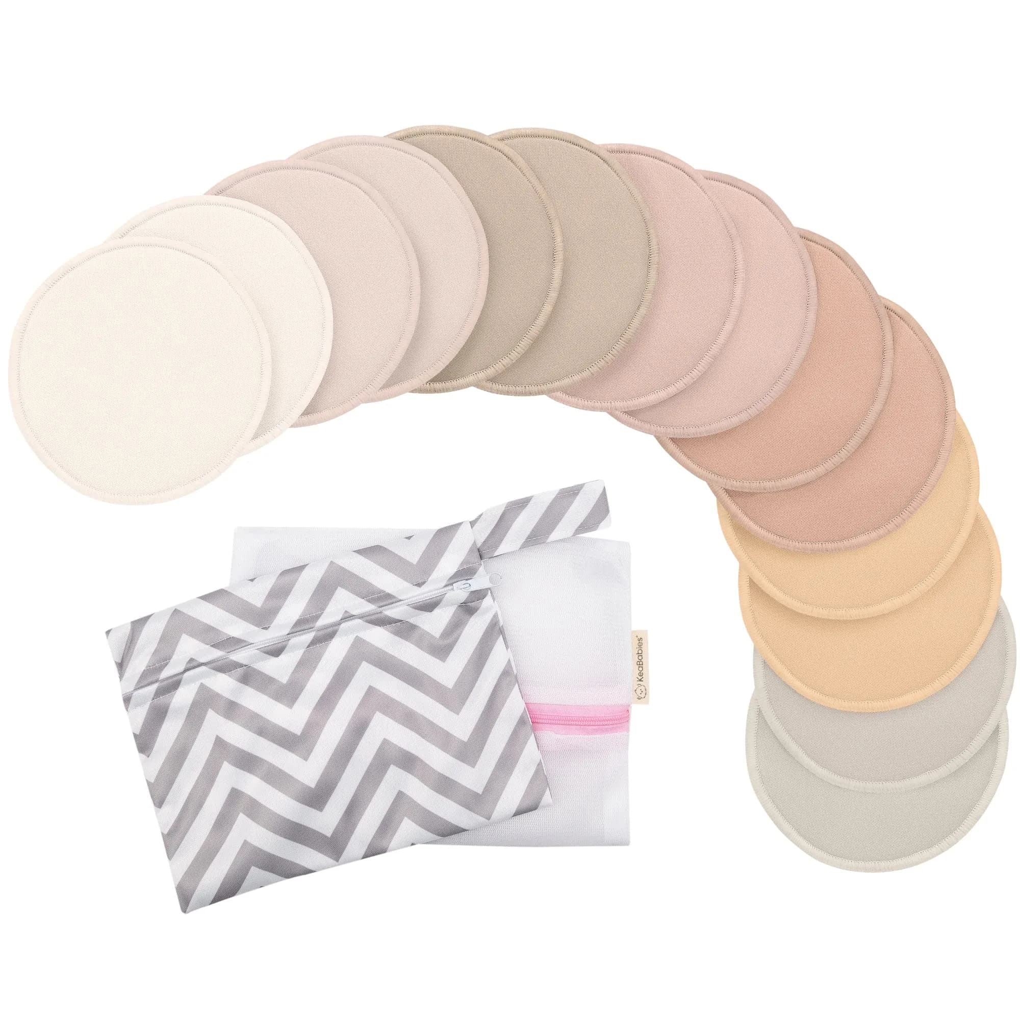 KeaBabies Reusable Nursing Pads for Breastfeeding (Neutrals, 12.2 cm / 4.8") | 4-Layer Absorbency for New Moms