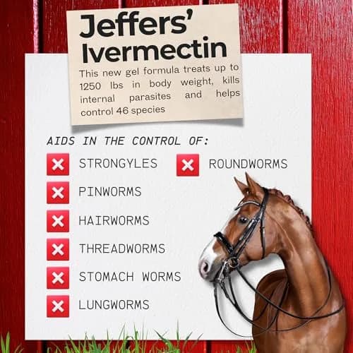 Jeffers Ivermectin Gel Dewormer for Horses 12 Pack | Apple Flavored Parasite Control thumbnail 5