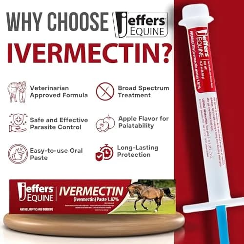 Jeffers Ivermectin Gel Dewormer for Horses 12 Pack | Apple Flavored Parasite Control thumbnail 2