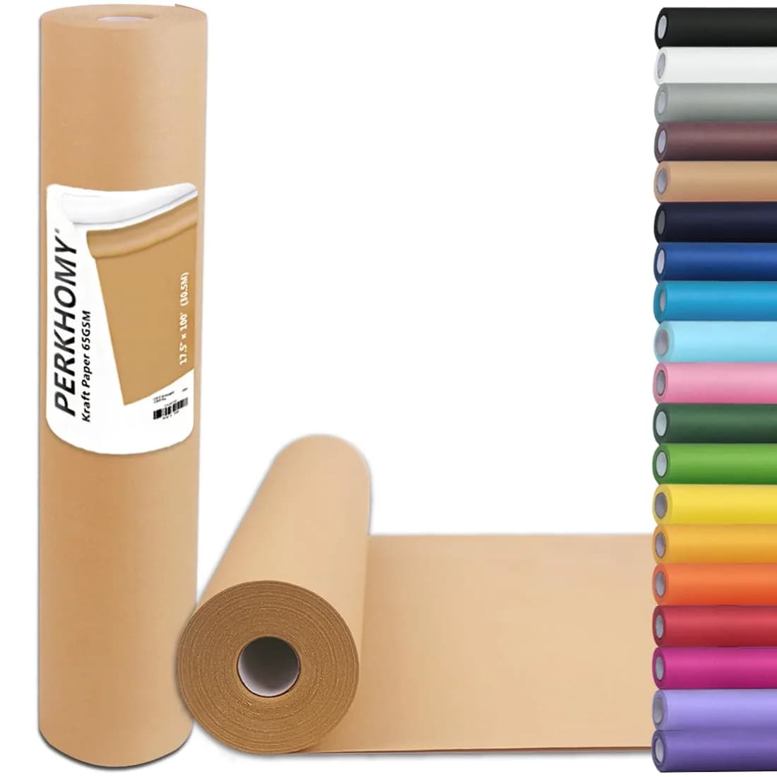 PH PERKHOMY Brown Kraft Paper Roll 17.5" x 100' | Versatile Gift Wrap & Craft - main product image