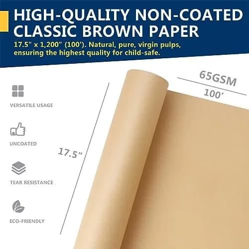 PH PERKHOMY Brown Kraft Paper Roll 17.5" x 100' | Versatile Gift Wrap & Craft thumbnail 4