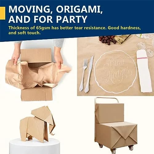 PH PERKHOMY Brown Kraft Paper Roll 17.5" x 100' | Versatile Gift Wrap & Craft thumbnail 5