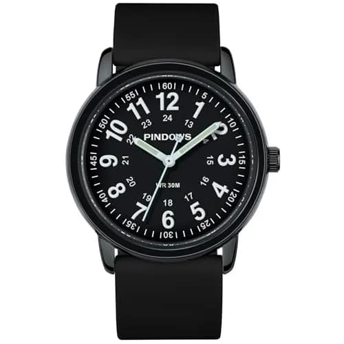 PINDOWS Women's Nurse Watch 34mm Green Silicone | Luminous Dial, 12/24 Hour Display thumbnail 2