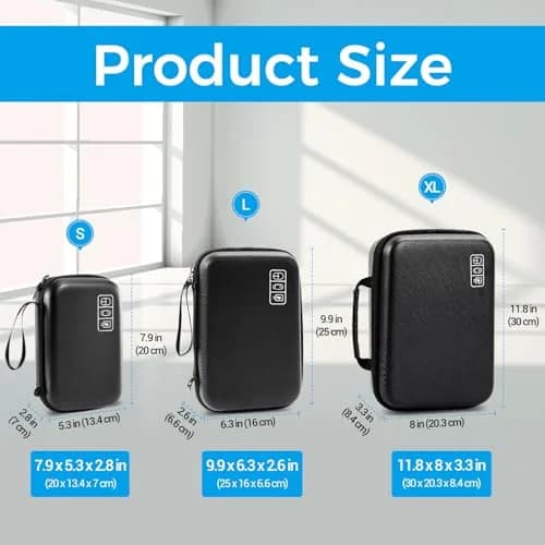 ProCase Hard Travel Electronic Organizer Case for MacBook Power Adapter Chargers Cables Power Bank Apple Magic Mouse Apple Pencil USB Flash Disk SD Card Large Blue thumbnail 2
