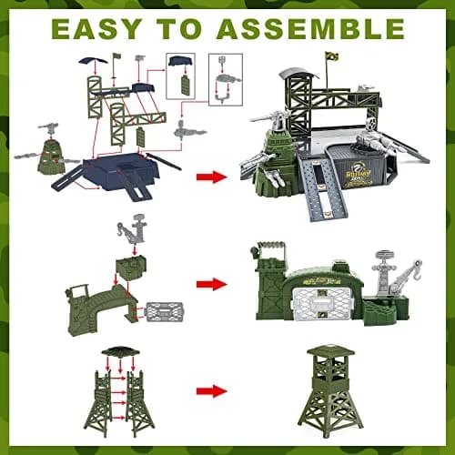 deAO Army Men Playset Military Base with Vehicles Toy & Map for Boys 3-5 | 38 Pieces thumbnail 6
